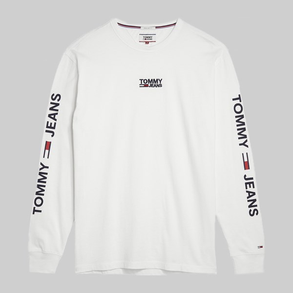 TOMMY JEANS ESSENTIAL LS LOGO TEE CLASSIC WHITE 